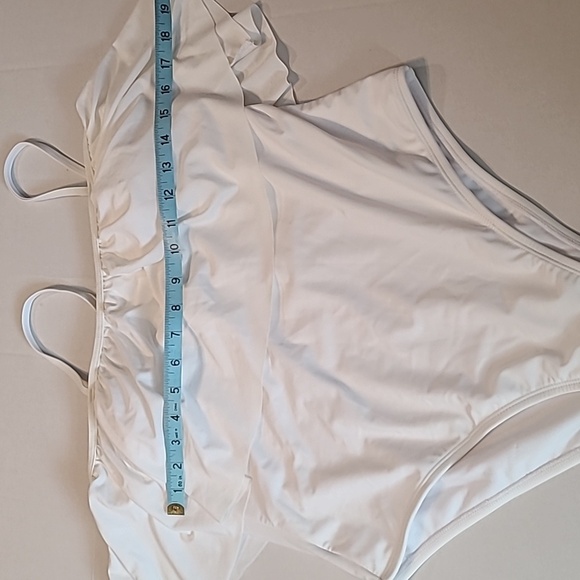 Sugar Coast By Lolli Swim White Ruffle Flounce Bandaeu Womens Swimsuit XL NWT - Picture 7 of 11
